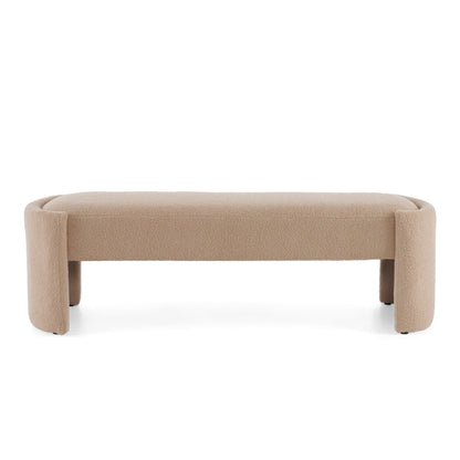 Generic Modern Long Ottoman with Wooden Frame and Polyester Upholstery, Light Camel