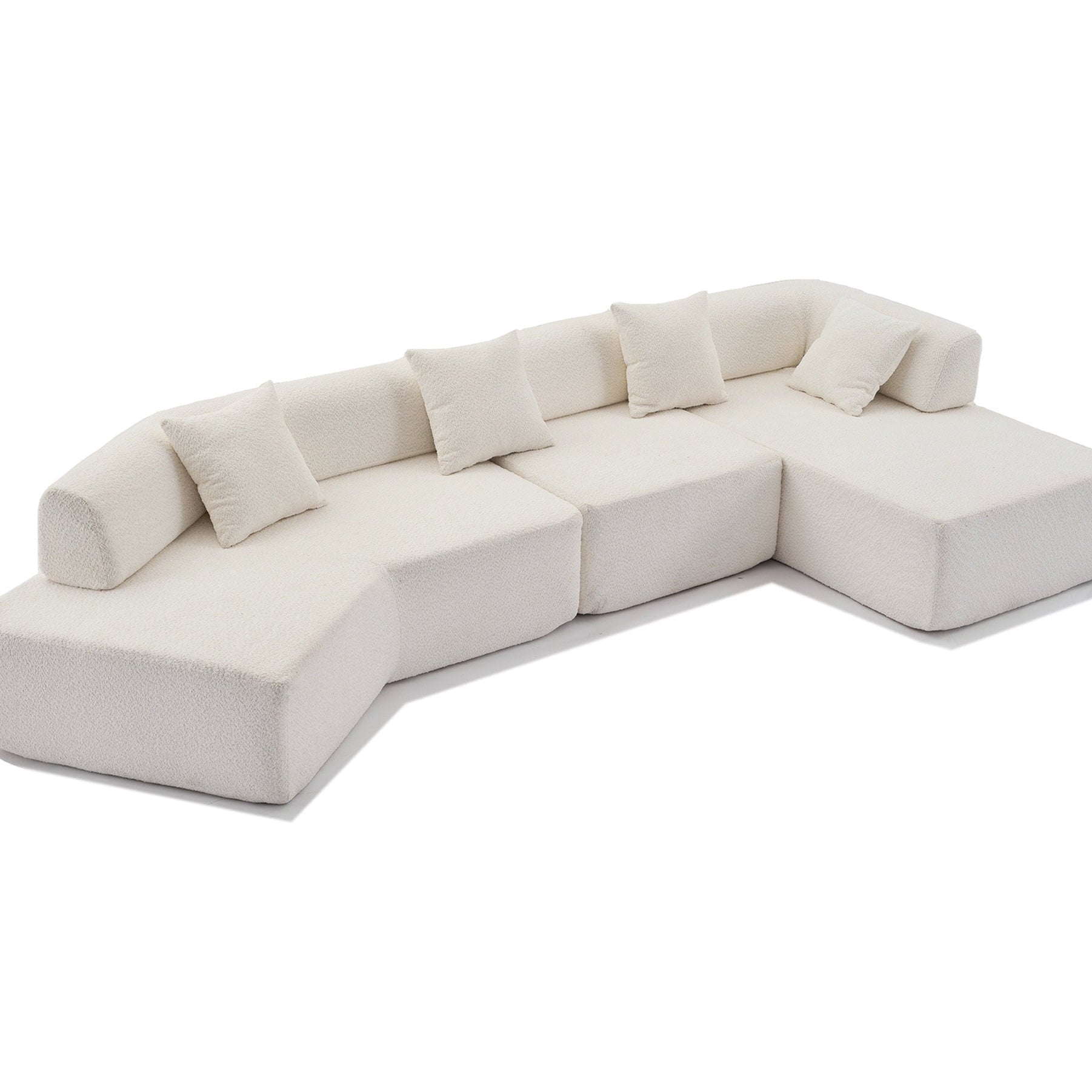 Experience Unmatched Comfort with Our 4-Seat No Assembly Boucle Sofa - Perfect for Modern Living Spaces