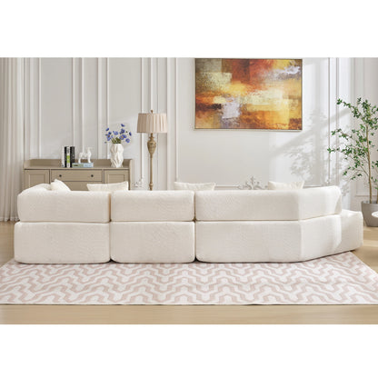 Experience Unmatched Comfort with Our 4-Seat No Assembly Boucle Sofa - Perfect for Modern Living Spaces
