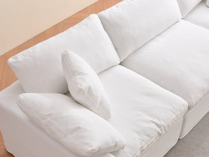 Modern White Convertible Sectional Couch | Deep Seat Modular Sofa