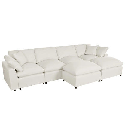 Hommeco Large U-Shape Modular Cloud Sectional Sofa with Reversible Chaise - Beige