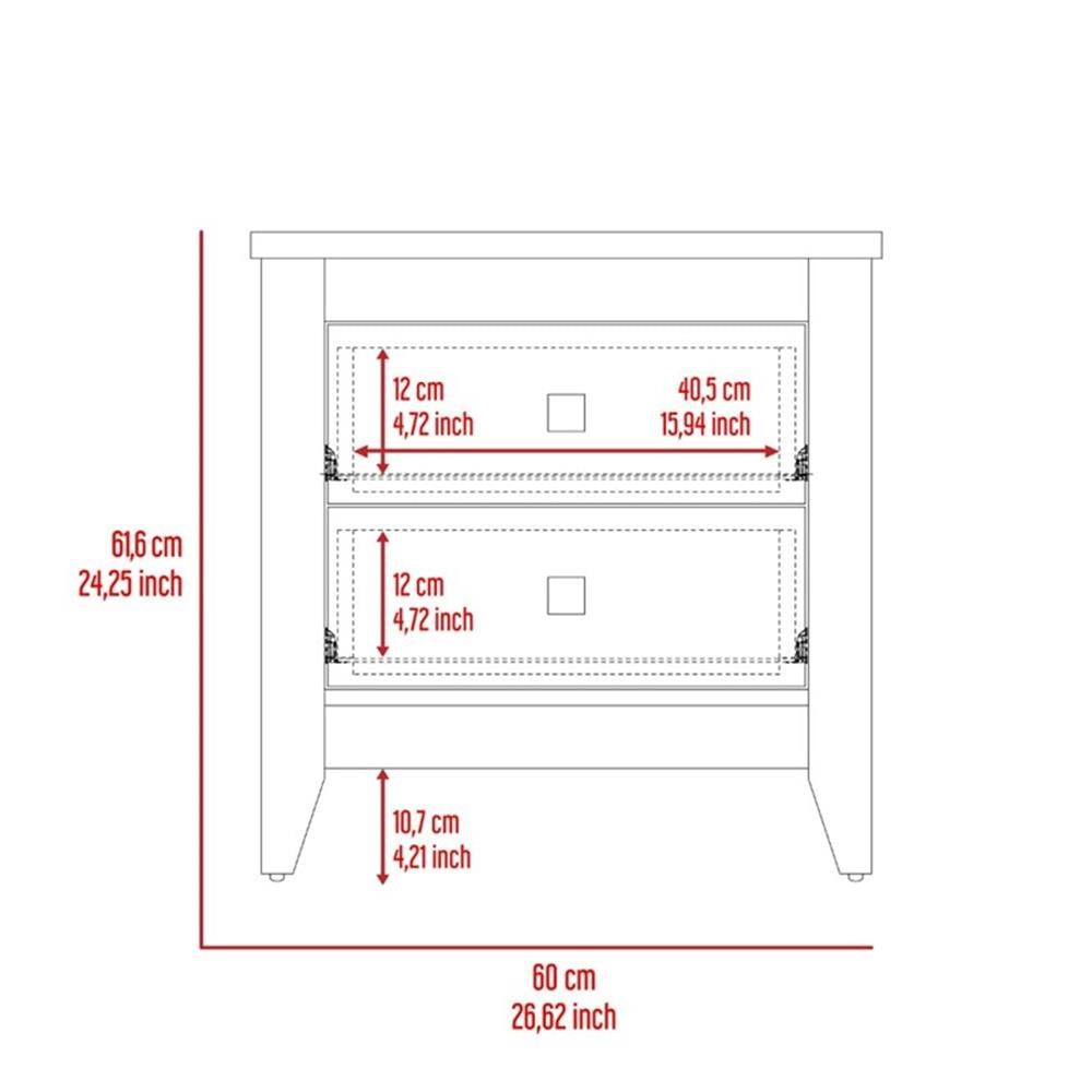 2 Shelf Wood Nightstand - Set of 2