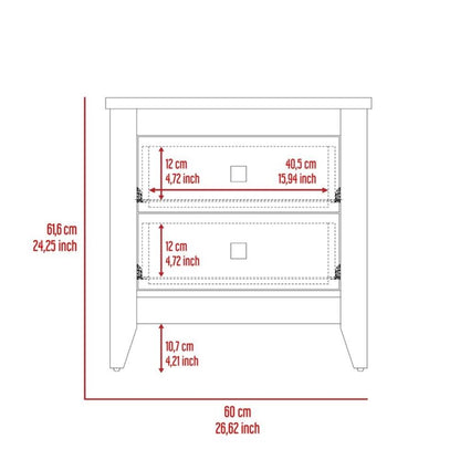 2 Shelf Wood Nightstand - Set of 2