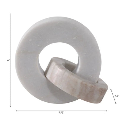 Usko Elegant Double Ring Marble Sculpture Statues for Home Decor - Decorations for Living Room Style with Figurines or Decorative Objects