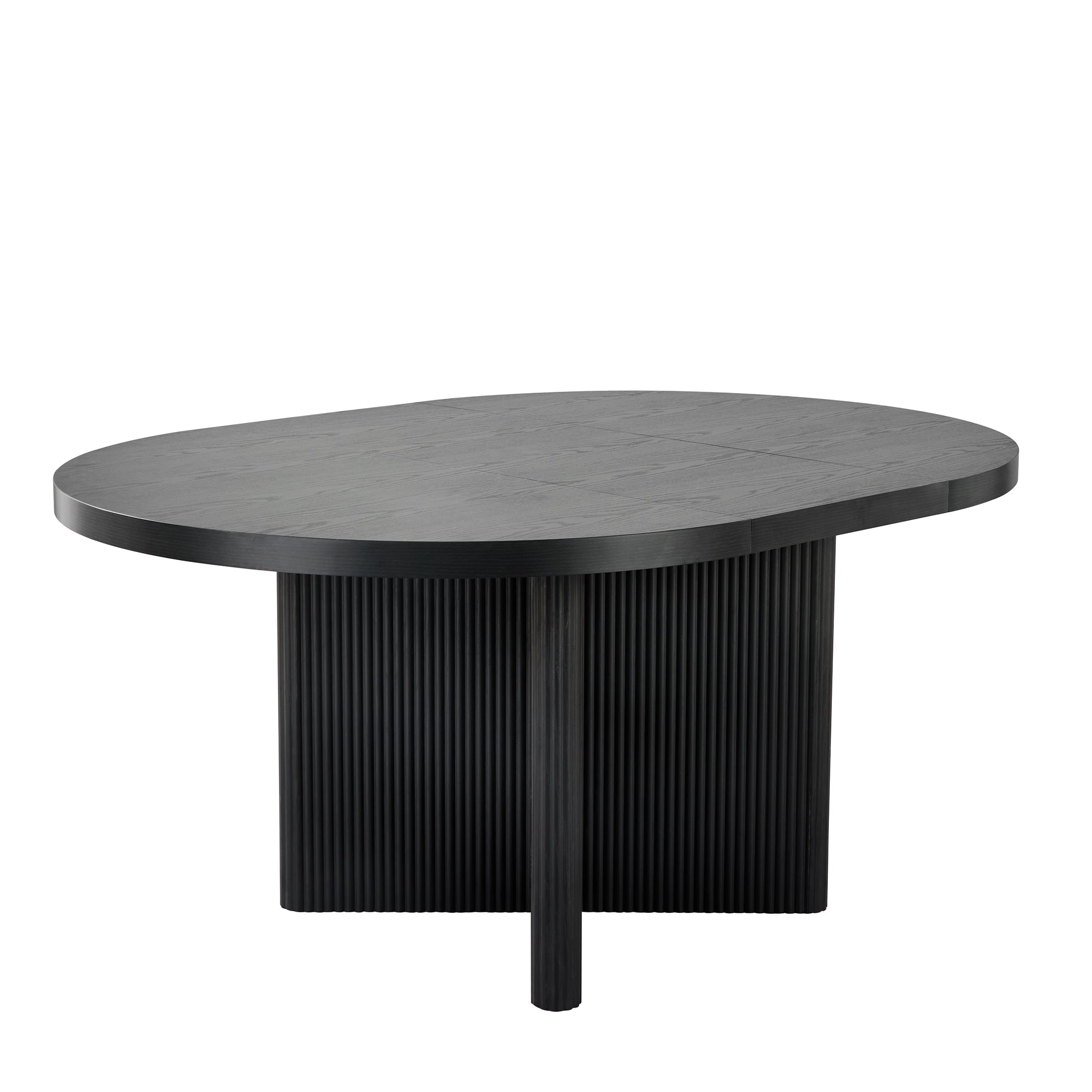 Round Expandable Dining Table, Black Wood Finish