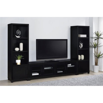 Media Console with Framed Glass Panels Black
