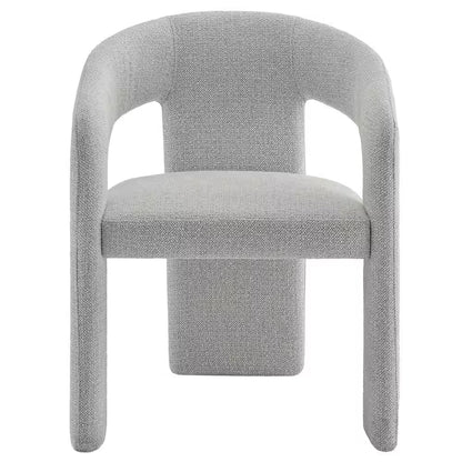 Oslo Barrel Open Back Dining Chair in Dove Gray-Fabric Upholstered Modern Accent Chair with 3-Leg Design