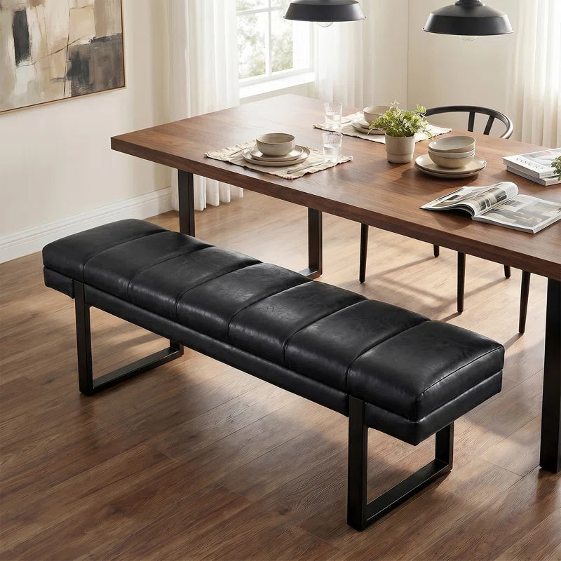 Anahli 52.5'' Wide Channel Tufted Design Vegan Leather Bench