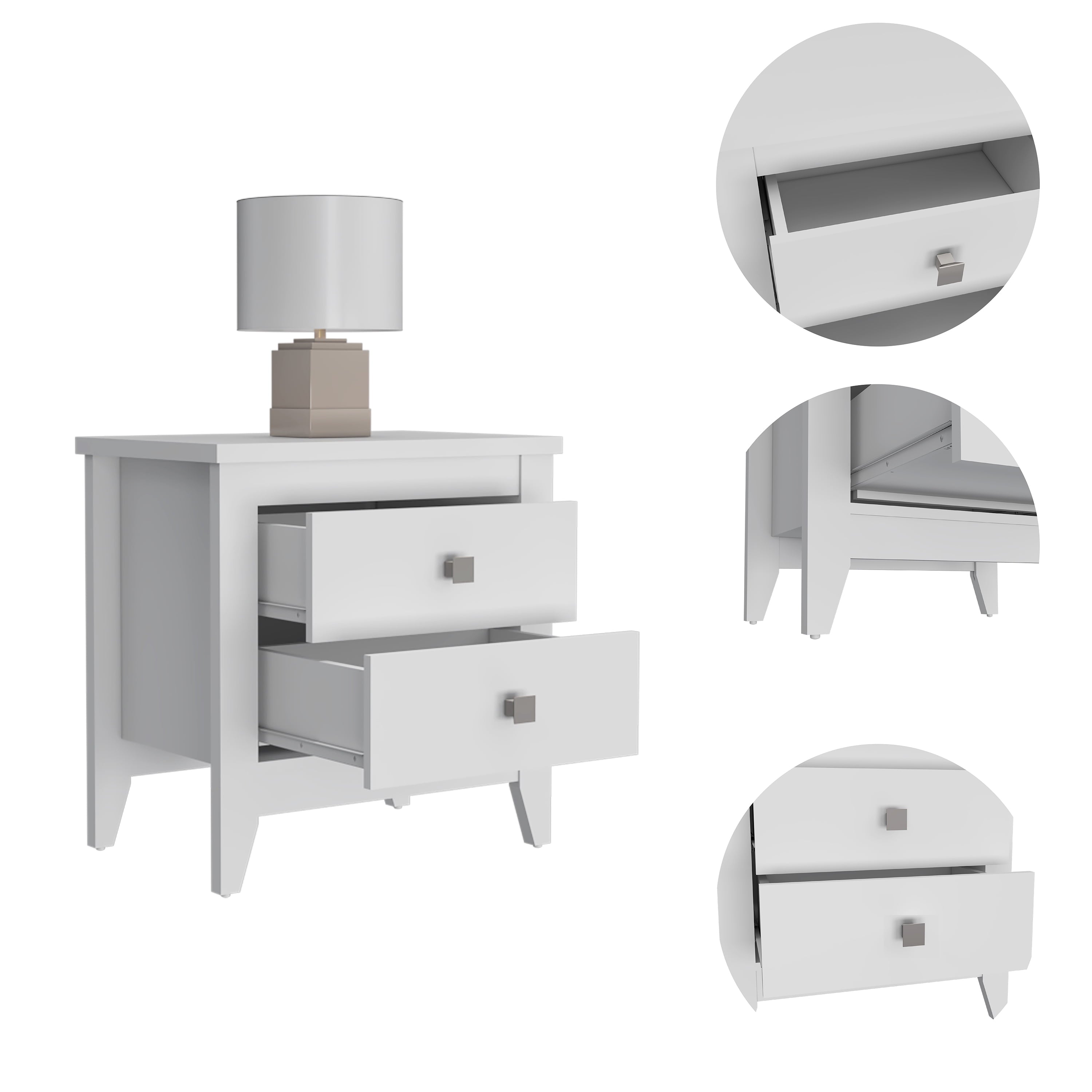 2-Drawer Nightstand White