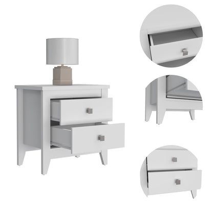 2-Drawer Nightstand White