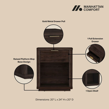 Brown 2 -Drawer 20-In W X 24-In H Modern Nightstand