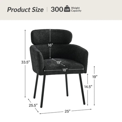 Turgeon Boucle Mid-Century Modern 19"H Dining Chair with Adjustment Feet