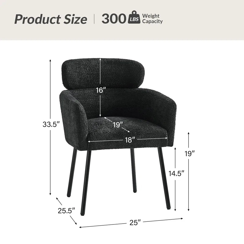 Turgeon Boucle Mid-Century Modern 19"H Dining Chair with Adjustment Feet