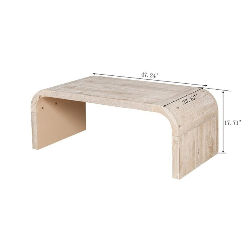 Modern Corner MDF Solid Wood and MDF 47.3-In W X 17.8-In H Coffee Table