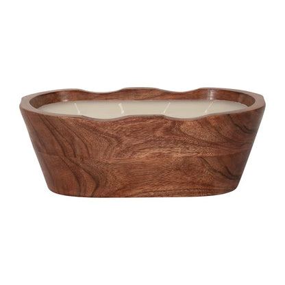 Jeimi Vanilla Wood Bowl Candle, Natural, Wood