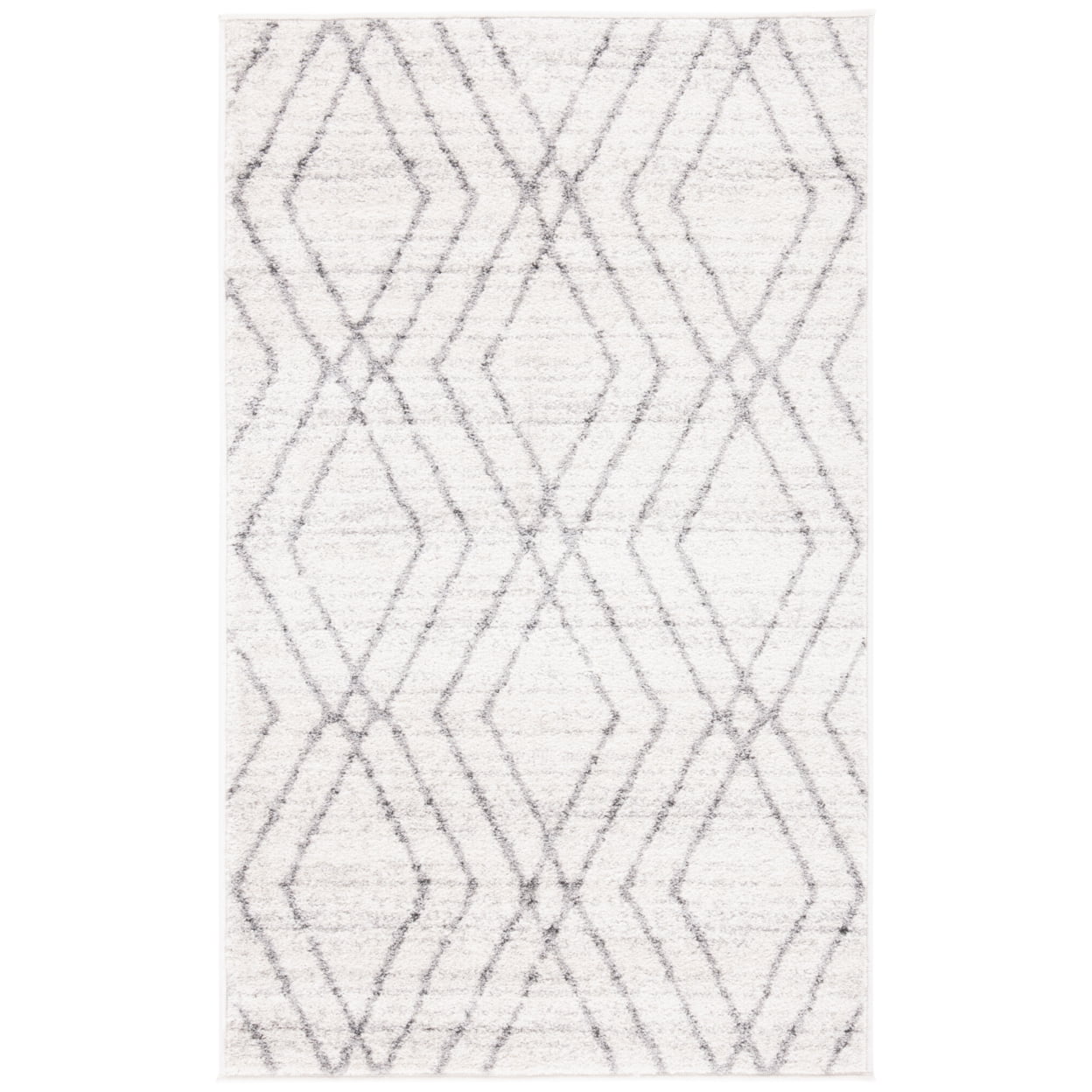 Geometric Area Rug, Ivory/Grey, 8' X 10'