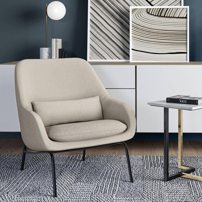 Elmont 30 In. Wide Mid Century Modern Accent Chair in Natural Linen Fabric