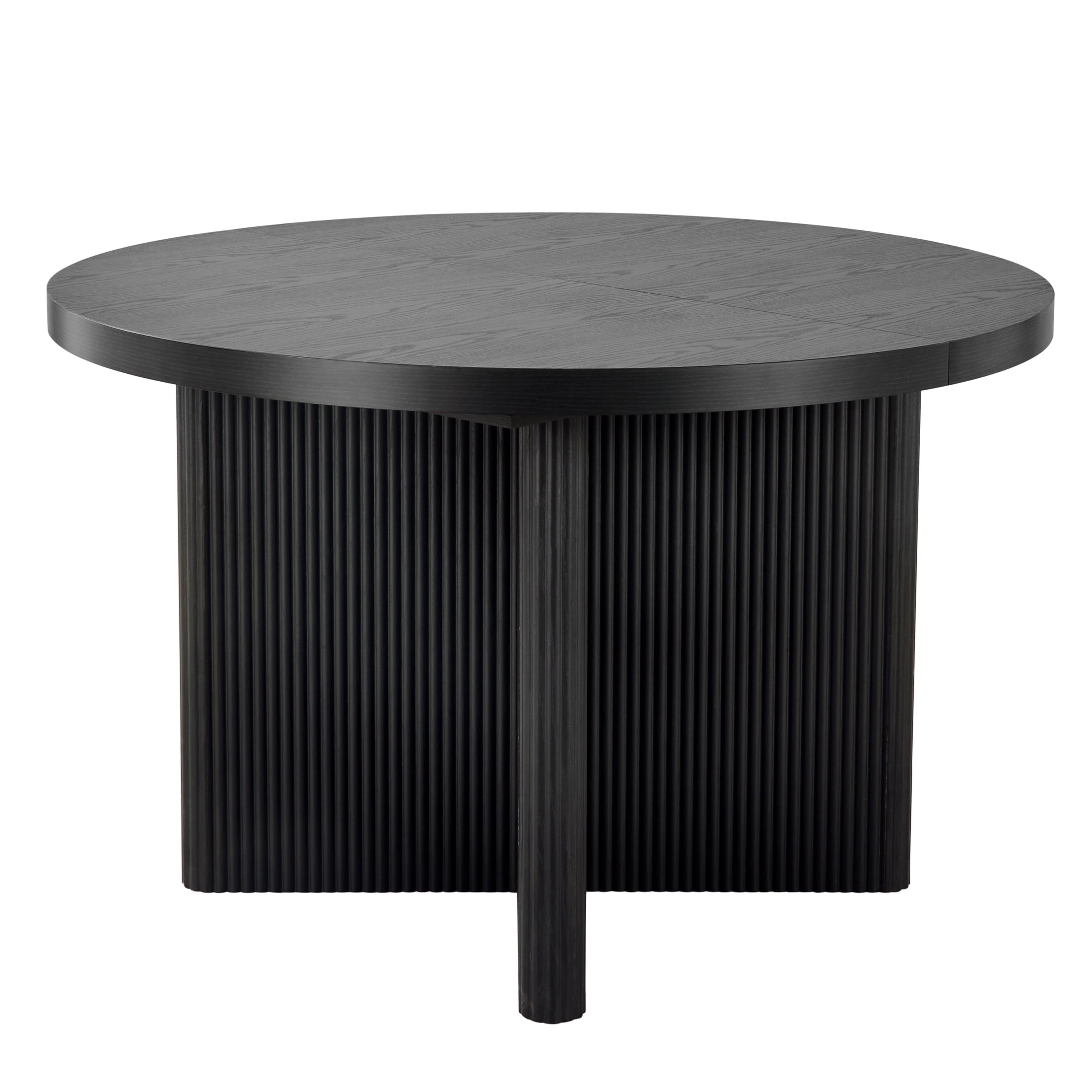 Round Expandable Dining Table, Black Wood Finish