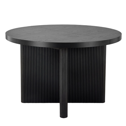 Round Expandable Dining Table, Black Wood Finish