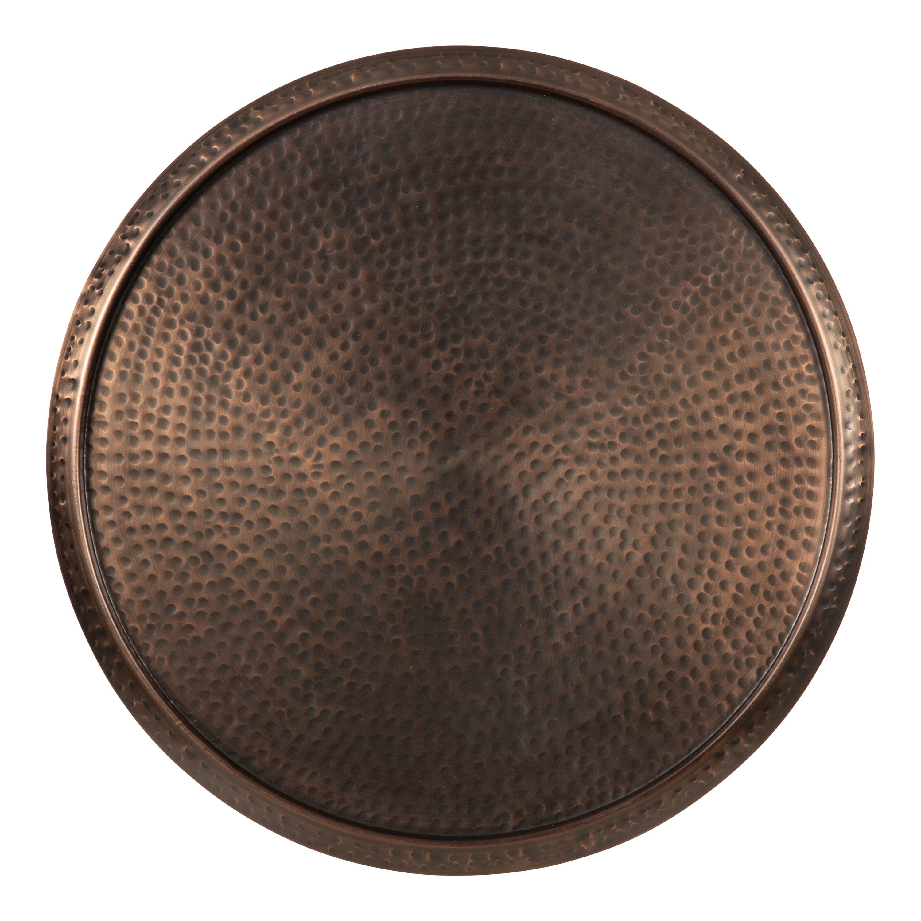 Modern Bronze Pedestal Side Table - 24" Hammered Metal End Table