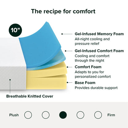 10" Medium Cooling Gel Memory Foam Mattress