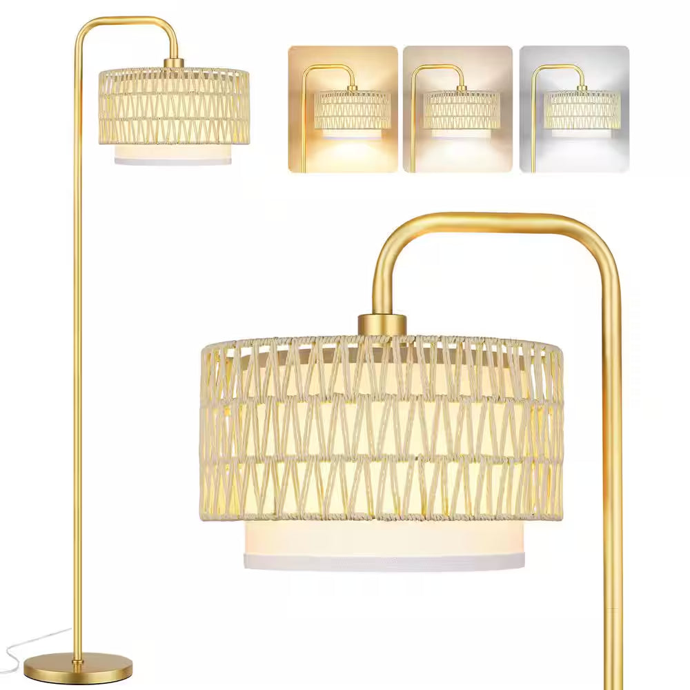 68 In. Gold Paint Boho Standing Lamp