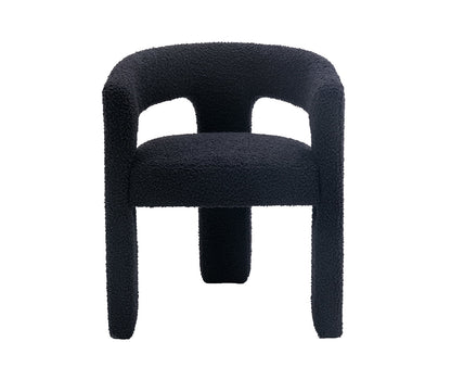 Modern Faux Fur Upholstered Armrests and Back for Living Room Chair, Black