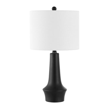 Solyn 22 In. Modern Black Ceramic Table Lamp with White 100% Cotton Shade
