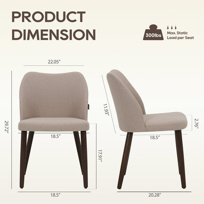 Set of 4 Camel Wingback Dining Chairs – Mid-Century Modern Fabric