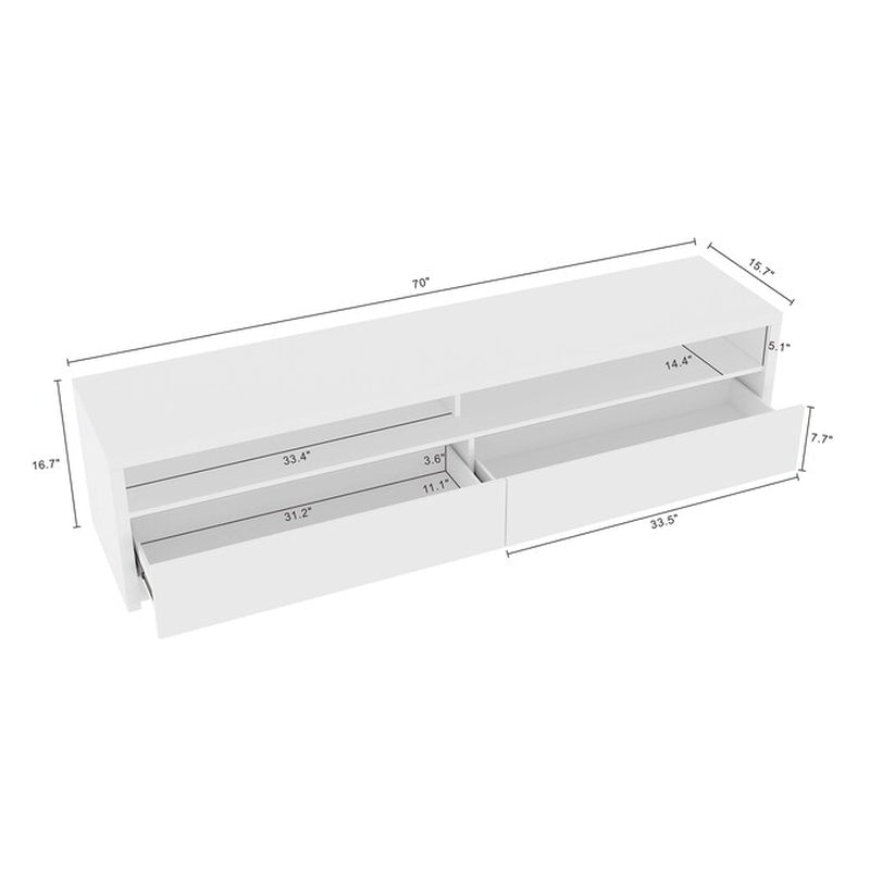 Modern/Contemporary White 70-In W TV Stand ( Accommodates Tvs up to 55-In )