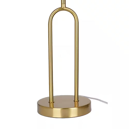 Streamside 20 In. Brushed Gold Standard 1-Light Table Lamp with White Fabric Drum Shade