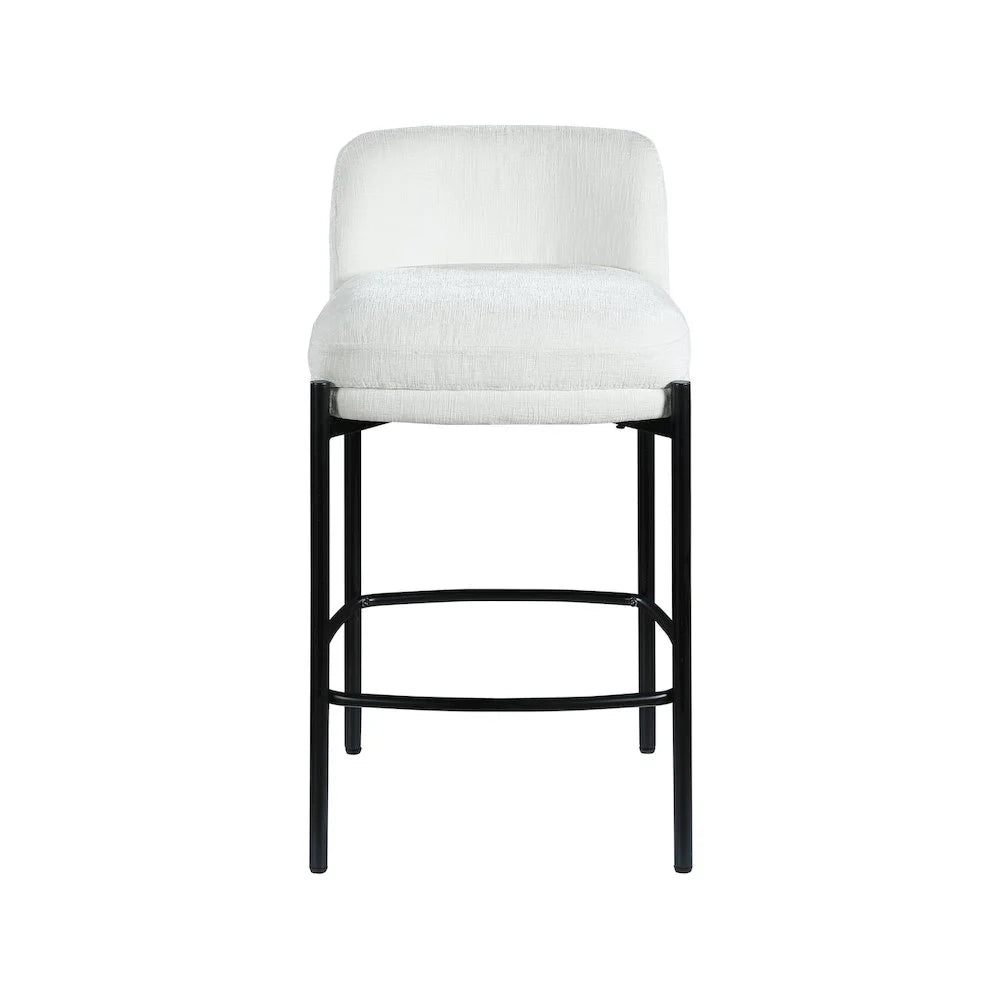 Cream Chenille Fabric Stool (Set of 2)