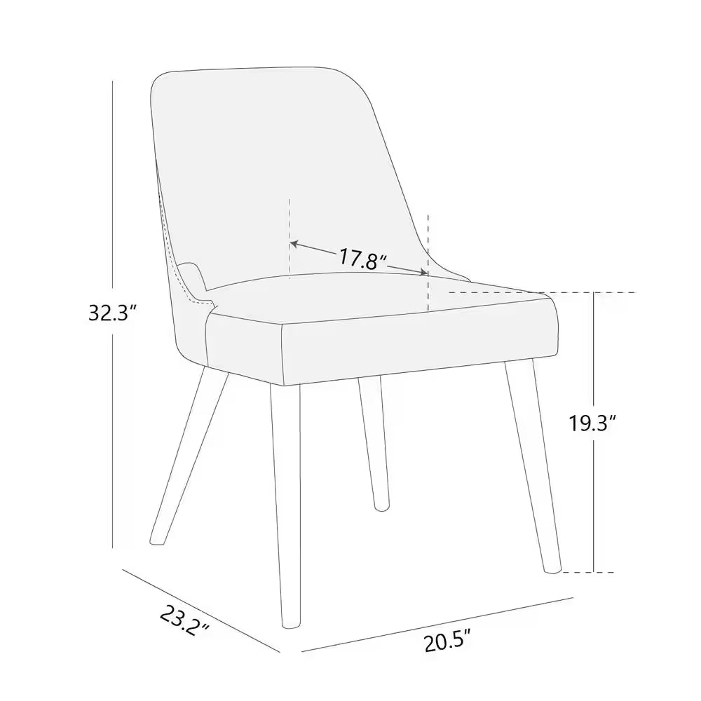 Ivory Mid-Century Modern Dining Chairs with Fabric Seat and Wood Legs for Kitchen and Dining Room (Set of 4)