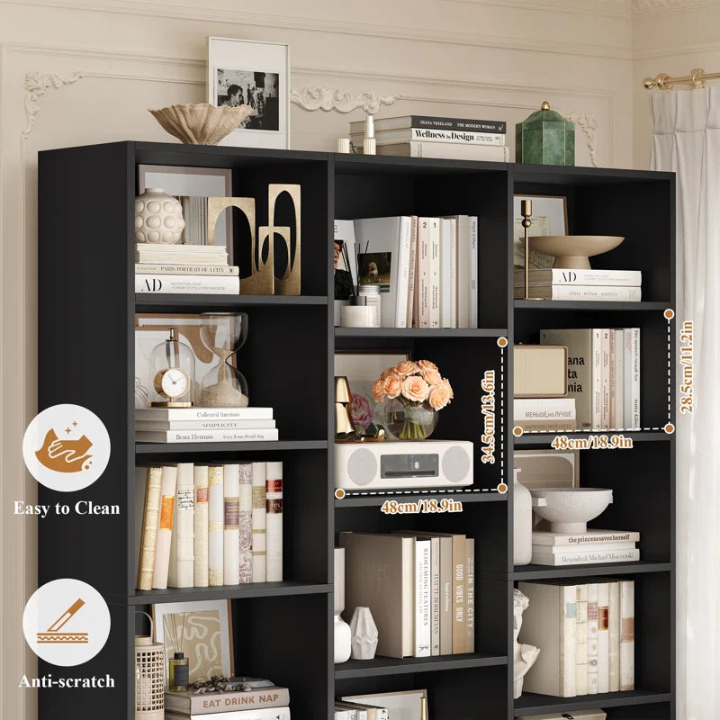 Wakil 74"H X 59"W 6-Tier Large Wood Storage Bookcase