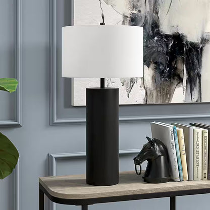 Blackened Bronze Table Lamp with Fabric Shade