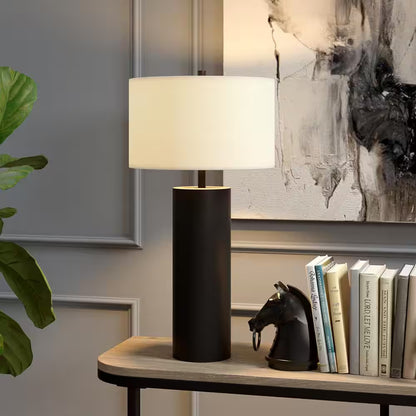 Blackened Bronze Table Lamp with Fabric Shade