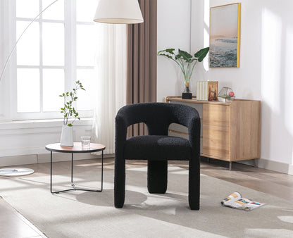 Modern Faux Fur Upholstered Armrests and Back for Living Room Chair, Black
