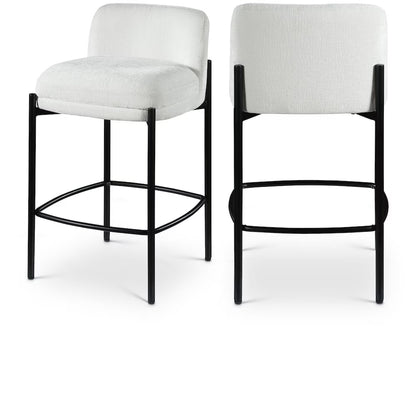 Cream Chenille Fabric Stool (Set of 2)
