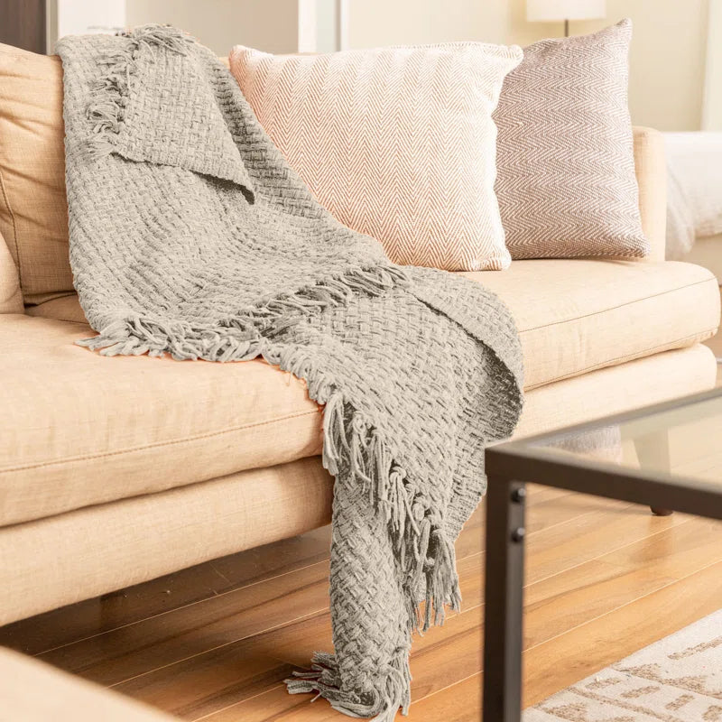 Chenille Hand Woven Throw Blanket