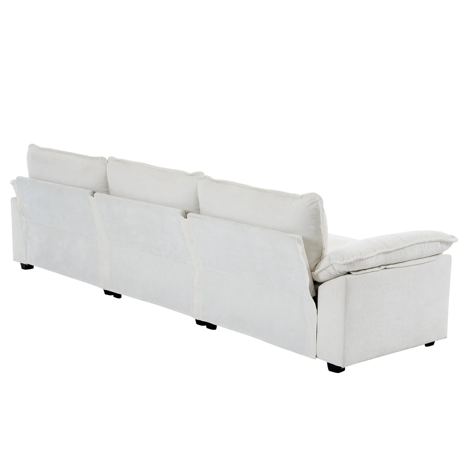 Sectional Sofa with Ottoman, L Shaped Convertible Couch with Removable Chaise Chenille Fabric Sofa Set for 4-6 Persons Living Room Furniture Beige