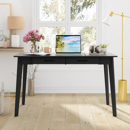 Caidence 2-Drawer Writing Desk with Solid Wood Legs