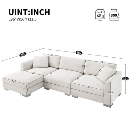 Luxurious 4-Seat Chenille L-Shape Sectional Sofa with Oversized Chaise for Ultimate Comfort