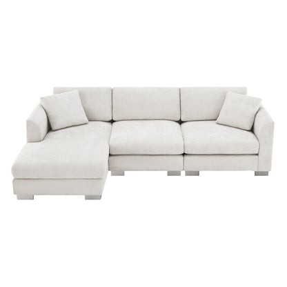 Luxurious 4-Seat Chenille L-Shape Sectional Sofa with Oversized Chaise for Ultimate Comfort