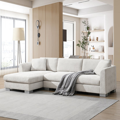 Luxurious 4-Seat Chenille L-Shape Sectional Sofa with Oversized Chaise for Ultimate Comfort