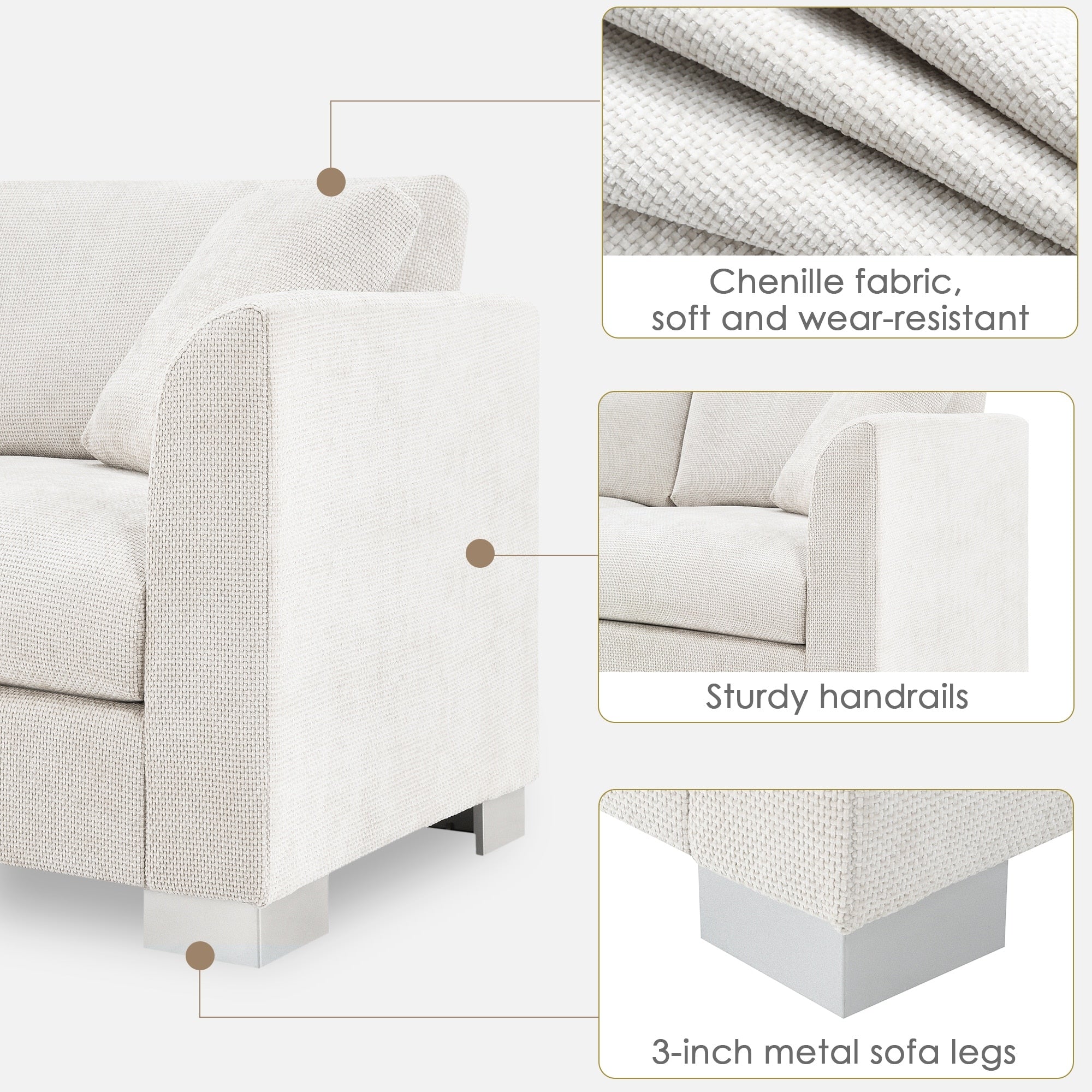 Luxurious 4-Seat Chenille L-Shape Sectional Sofa with Oversized Chaise for Ultimate Comfort