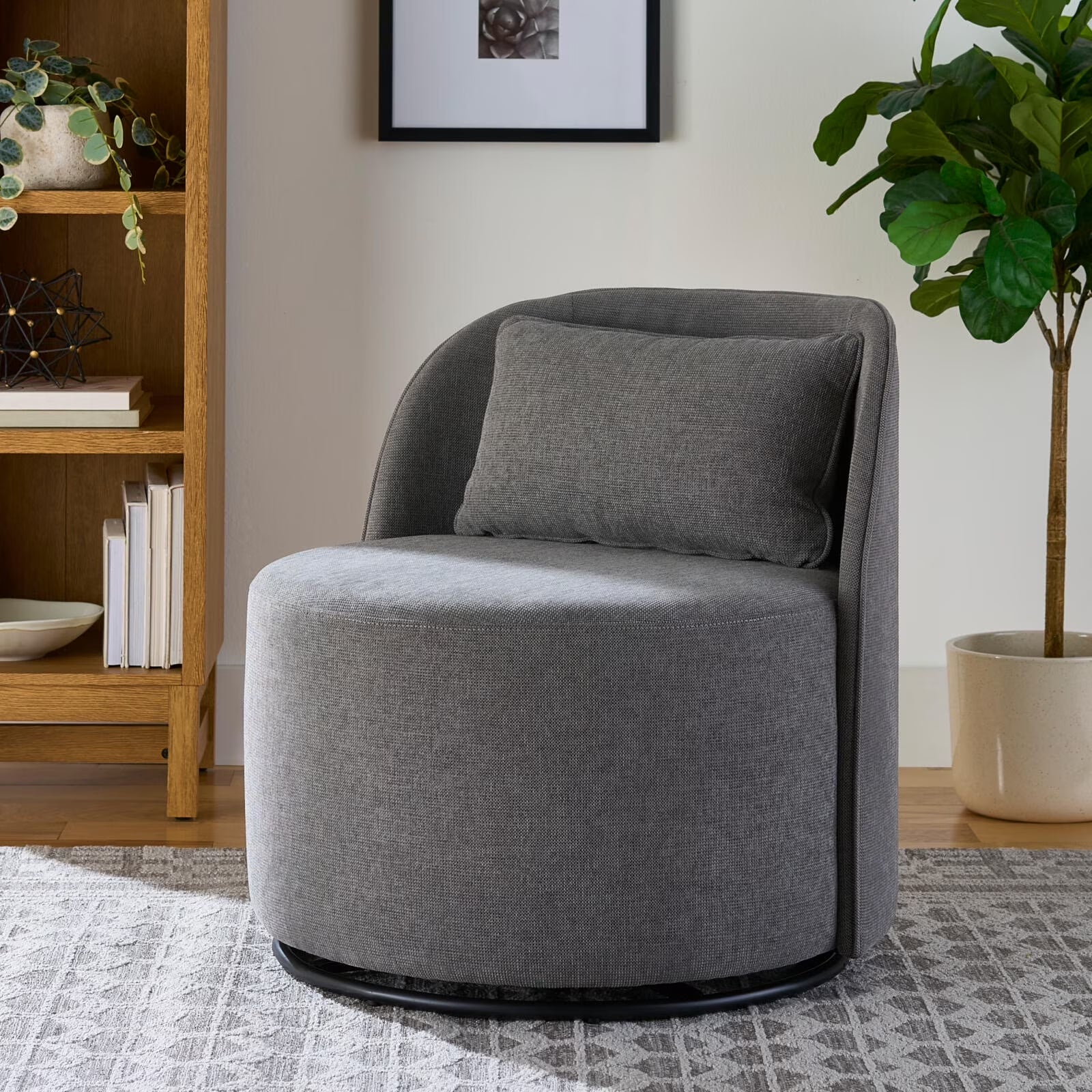 Juliet Modern Arch Swivel Accent Chair, Gray
