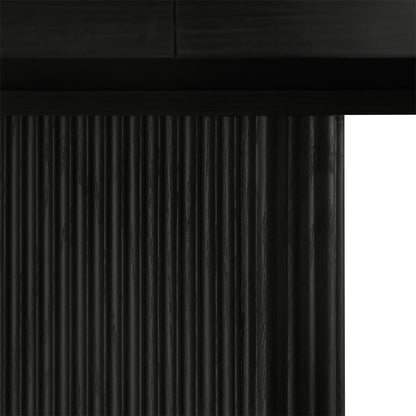 Round Expandable Dining Table, Black Wood Finish