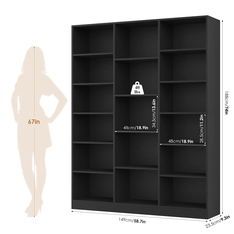 Wakil 74"H X 59"W 6-Tier Large Wood Storage Bookcase