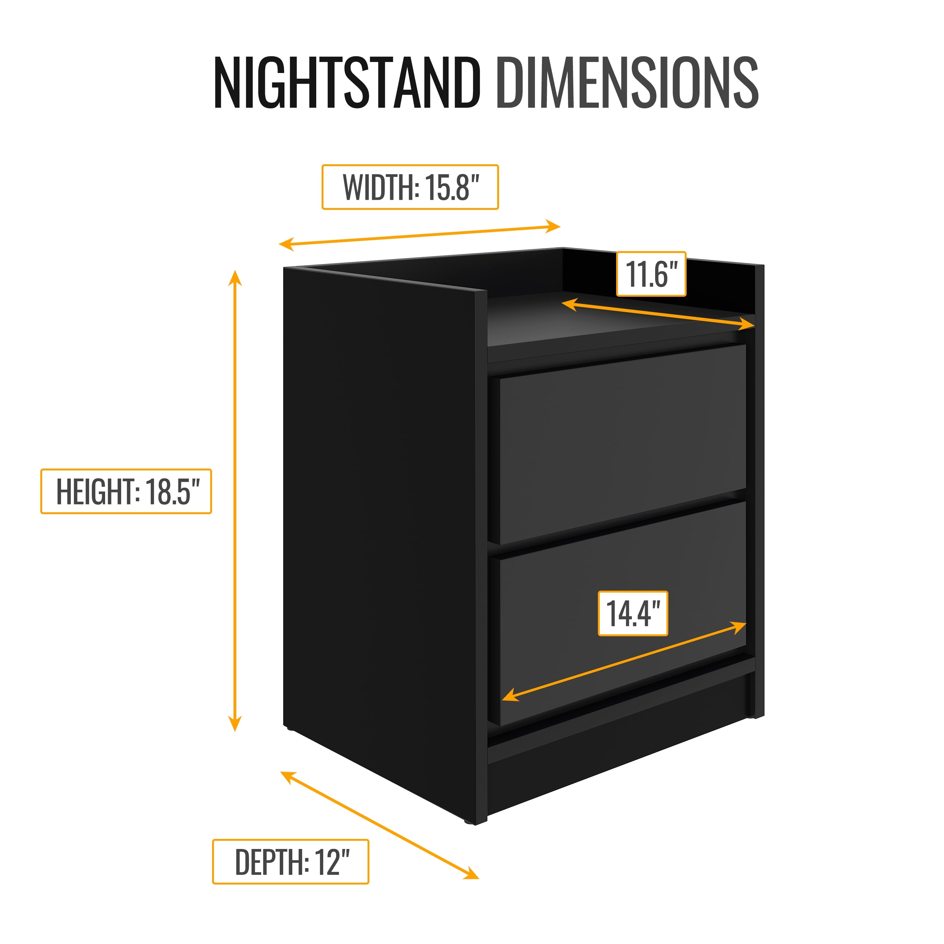 Adagio Mid-Century Modern Low Profile Nightstand