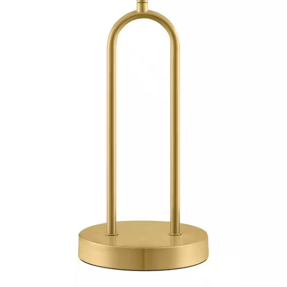 Streamside 20 In. Brushed Gold Standard 1-Light Table Lamp with White Fabric Drum Shade